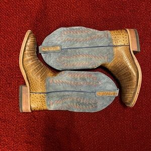 Men’s Anderson Bean Cowboy Boots Size 9 Blue/Brown